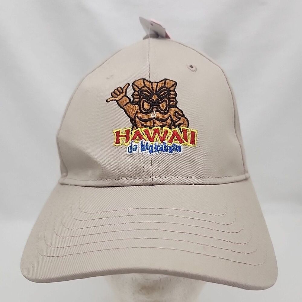 Cap Hawaii Da Big Kahuna Khaki Cotton Hook & Loop Back Baseball Trucker Hat NEW